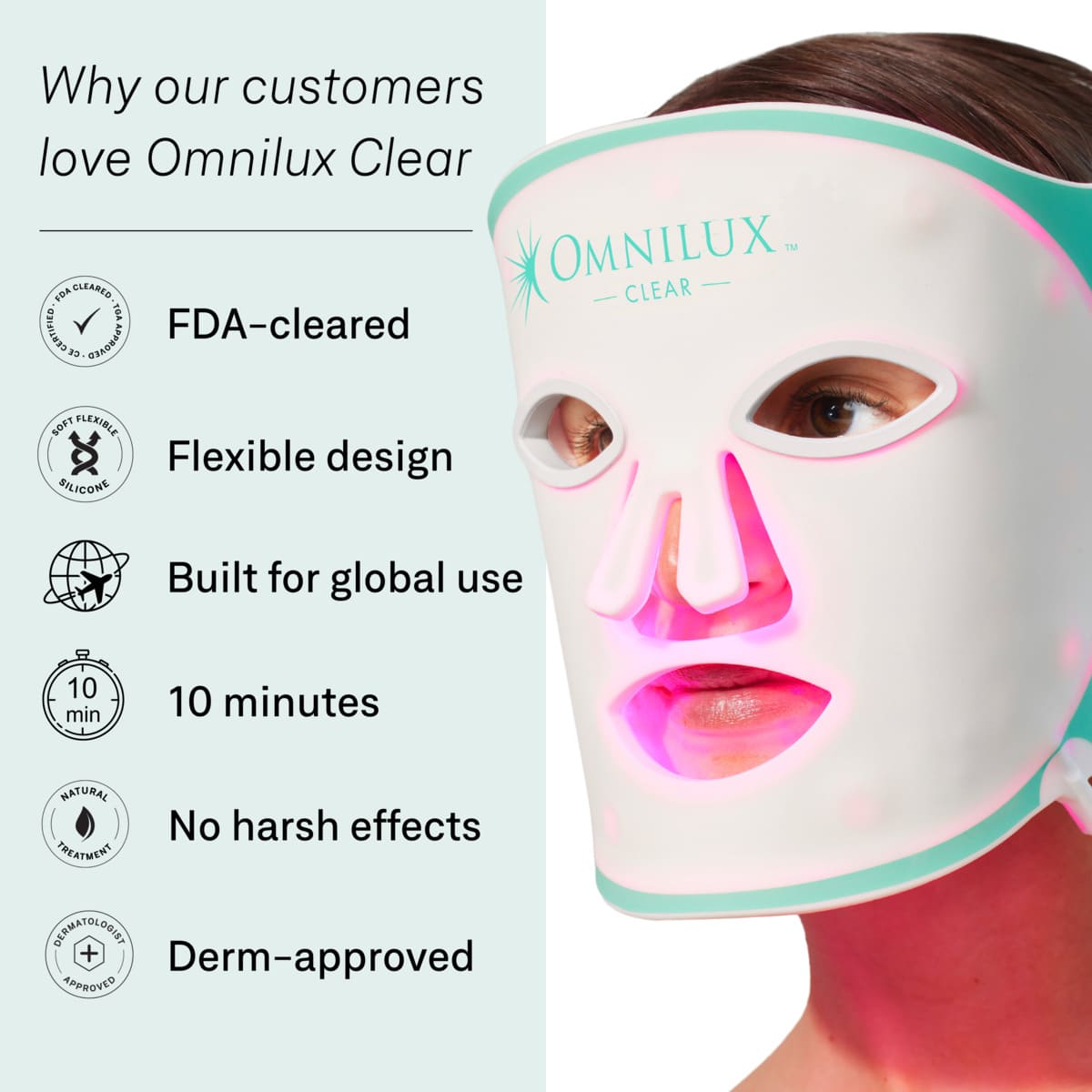 Omnilux Clear Official Stockist. Worldwide shipping. Medical-grade skincare. The M-ethod Aesthetics