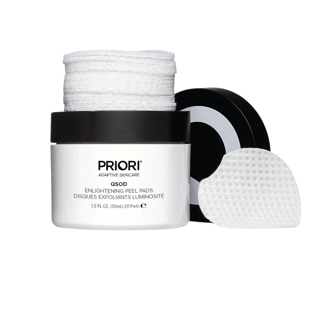 Q+SOD Enlightening Peel Pads Priori Skincare Official Stockist. Worldwide shipping. Medical-grade skincare. The M-ethod Aesthetics